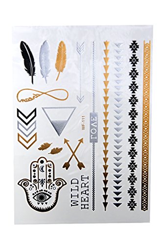 Metallic tattoos of the brand MyBeautyworld24 in different designs Flash Tattoos Body Tattoo bracelet necklace Body Decorations