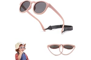 Adjustable Polarized Baby Sunglasses with UV 400 Protection - Soft Silicone Frame for Boys & Girls, 0-48 Months - Infant Outdoor Sunshade - Flexible Strap Included