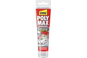 UHU POLY MAX Montagekleber 10 SEK SOFORT POWER Tube, Universeller, glasklarer Montagekleber und Dichtungsmasse mit hoher Anfangshaftung und schnellem Festigkeitszuwachs. transparent 115g.