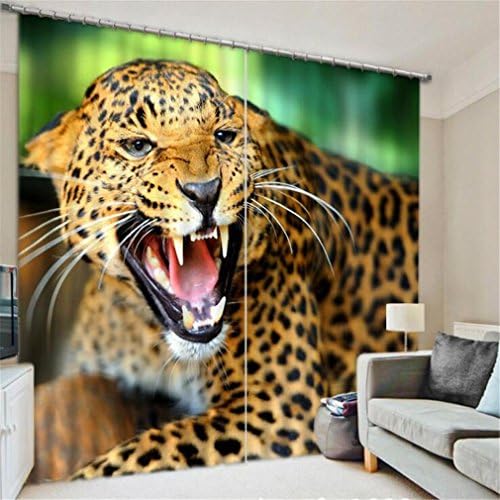GUOW 3d Window Curtains Leopard Digital Art Decorative Print Personalized Noise-Resistant Polyester European , f