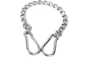 LA LLARETA 304 Acciaio Inossidabile Catena, 65cm/25'' Catena per Amaca, Catena per Sedia Sospesa, Durevole Catena con Due Moschettoni per Set Amache, Sacco da Boxe, Pilates, Carico Massimo 300 kg