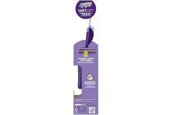 Swiffer Balai WetJet Startuppsättning + 1 tvättbar mikrofiberduk | 1 kvast, 1 x tvättbar mikrofiberhandduk, engångsservetter, 1 x rengöringslösning.