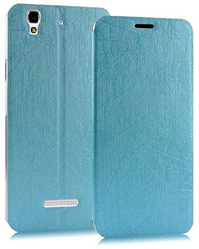 Heartly Luxury PU Leather Flip Stand Back Case Cover for Micromax Yu Yureka/Yureka Plus Cyanogenmod - Power Blue