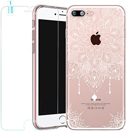 iPhone 5s Case with Screen Protector, Bestsky iPhone 5s Case Mandala Transparent Clear TPU Silicone Gel White Henna Floral Designer Slim Bumper Cover Phone Skin for Apple iPhone SE/5/5s