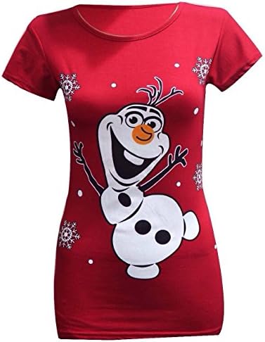 New Womens Ladies Plus Size Merry Christmas Minions Xmas Frozen Olaf Print T-Shirt Tops 16-26