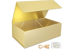 EASCITY Confezione da 1 scatole regalo, 30 x 15 x 10 cm, scatole regalo con coperchio, chiusura magnetica, rettangolari, pieghevoli, per proposte di sposo, matrimoni, Natale, Halloween, regali di compleanno