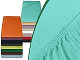 Jersey Spannbetttuch in bewährter Qualität - erhältlich in 16 modernen Farben und 5 verschiedenen Größen, 70 x 140 cm, türkis