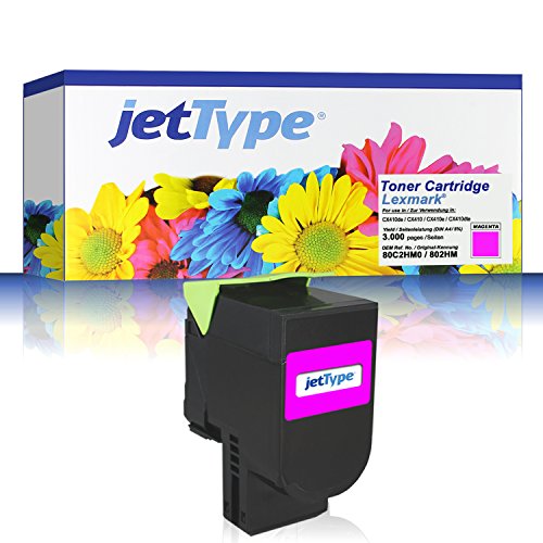 jetType Toner ersetzt Lexmark 80C2HM0 802HM für CX410de / CX510de / CX410dte / CX510 / CX410e, magenta, 3.000 Seiten