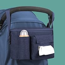 Organisateur Poussette Homlynn - 2 Porte-Gobelets, Poche Téléphone | Universel Tous Modèles | Bandoulière Incluse