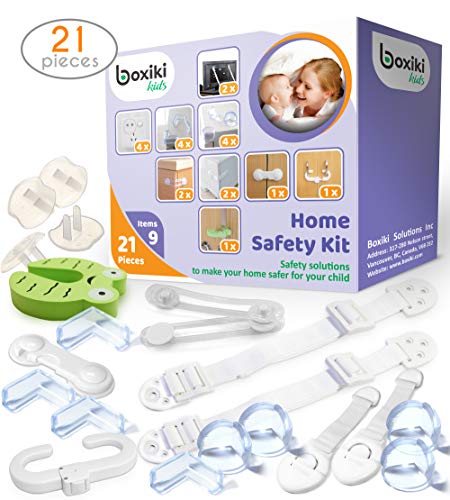 Kit de seguridad de 21 piezas para niños por Boxiki Kids. Kit completo de prevención para bebés, para la seguridad en el hogar