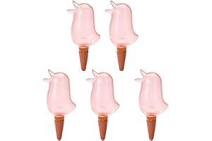 KENANLAN Lot de 5 pics à arrosage automatique transparents en forme d'oiseau pour plantes en pot et suspendues (rouge désert)