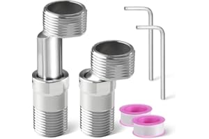 Huucozn 2 Pièces Raccord Excentré Mitigeur, Adaptateur Robinet de Douche en Acier Inoxydable Longueur Réglable Robinet Coin Vis Excentrique Réglable à 360 Degrés pour Cuisine et Salle de Bain