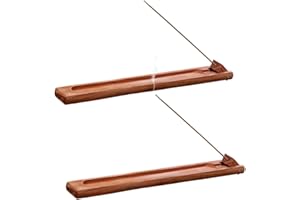 YUVKIN 2 Piezas Porta Incienso de Madera de Bambú, Quemador con Aschefänger, Incensario, Porta-Incienso de Madera, Soporte de Varillas de Incienso para Yoga, Meditación, Oficina, Hogar