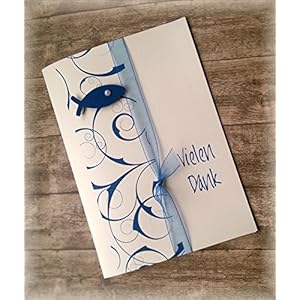 Danksagung Danksagungskarte Danke Kommunion Konfirmation Firmung Taufe Fisch blau