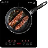 Portable Induction Hob 2000W Ultra Slim, Induction Cooker with Touch Screen, 9 Power Levels and 6 Modes, Timer and Safety Loc