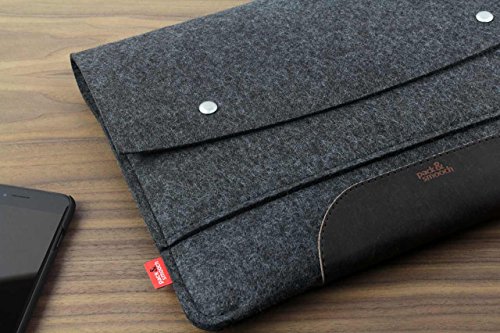 Pack   Smooch MacBook Pro 13 H  lle  Touch Bar Touch ID  100  Wollfilz und Pflanzlich Gegerbtes Leder  Anthrazit Dunkelbraun 