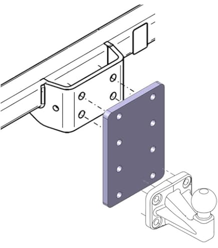 Universele adapterplaat voor hoogteverstelling 4 x 90 cm van de trekhaak voor 2 gaten van 90 mm AHK-Bock flens (4 x 45 mm met 2 x M16 schroeven, voor 2 gaten 90