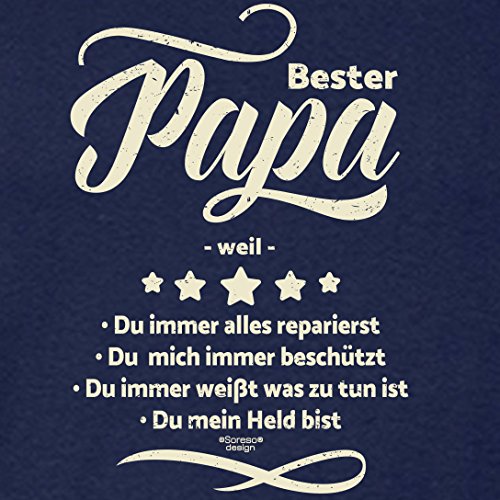Bester Papa weil :: Geschenk-Set: Kissen inkl. Füllung plus Urkunde Persönliche Geschenkidee für Weihnachten Geburtstag Valentinstag Vatertag Farbe:navy-blau - 2