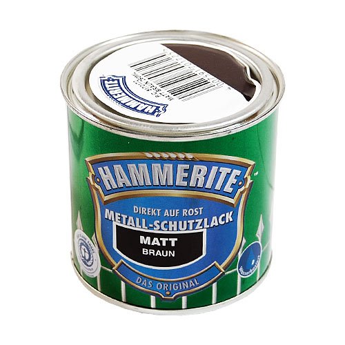 Hammerite, Metall-Schutzlack direkt auf Rost 0,25 Liter -braun/matt wb