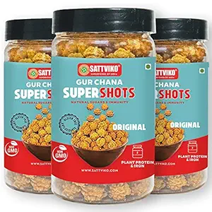 Sattviko Gur Chana Supershots, 3x90 gm | Healthy Snacks | Food items snacks | Kids Food | Gluten Free | Non GMO | Foodyoga
