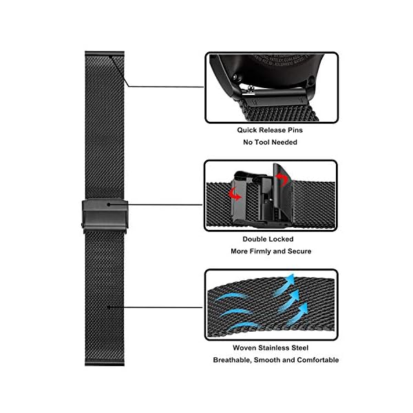 TRUMiRR Compatible con Galaxy Watch 42mm/Galaxy Watch Active/Gear Sport Correa de Reloj, 20mm Acero Inoxidable de Metal… - Image 4