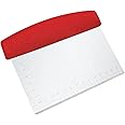 Stainless Steel Bench Scraper & Chopper Hand Kitchen Tool Dough scraper cutter bench for Baking 6 Inch Good Grips Food Scraper Tool Multi-Purpose scraper tool for kitchen Cooking Pastry Scraper Knife with Scale (Red)