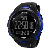 Quarz-Armbanduhr, Weant Uhr Herren wasserdichte Digita luhr LED Anzeigen Herren Uhr Militärische Armee Sport Armbanduhr Edelstahl Armbanduhren Gummi Quarz herrenuhren im Freien Sport Uhren (Blua)