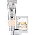 IT Cosmetics Your Skin But Better CC+ Cream 32ml with SPF 50 Protection & Confidence in a Cream, Full-Coverage Foundation and Concealer and 3ml of Hydrating and Anti-Ageing Moisturiser