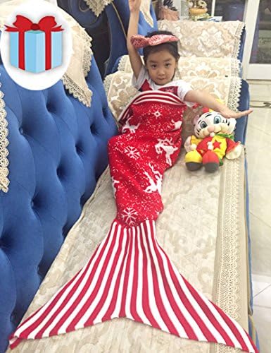 Mermaid Tail Blanket Handmade Crocheted Cocoon Sofa Living room Quilt Rug Knitted Red Blanket for Kids Birthday Gift