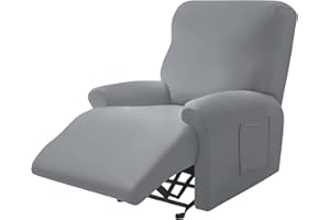 Leorate Reclining Chair Covers Stretch Armchair Covers with Pocket Decoration Spandex Fabric Recliner Sofa Slipcovers for Living Bedroom Home