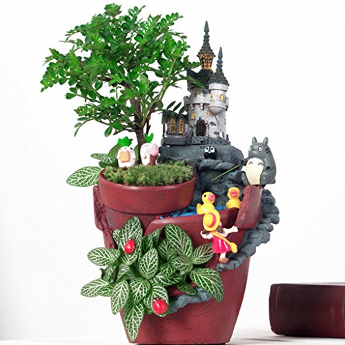 MagiDeal Mikro Landschaft Sukkulente Pflanzen kleine kreative Blume Topf Topflappen Gartengestaltung Schloss Form – Magie Schloss, 22 x 13 cm - 4