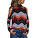 Produktbild ESAILQ Frauen kalte Schulter Bluse geometrischen Blumendruck Jumper Damen Top(XX-Large,Schwarz)