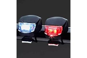 Novaease 2x LED Bike Lights, Black Silicone, Front White and Rear Red, Clip-On, Waterproof, Silicone, Ultra Bright, Handlebar Mount, Set of 2 White Red LED Light