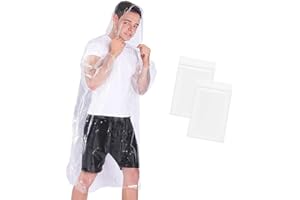 Okydoky Poncho de lluvia transparente, chaqueta de lluvia desechable con capucha y puños elásticos, impermeable y ligero, transparente