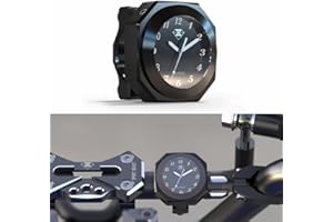 ‎TOTMOX Motorrad-Lenkeruhr, TOTMOX Handliche wasserdichte leuchtende Nachtuhr, fluoreszierender Zeiger und Ziffern-Lenkeruhr, kompatibel mit Ya-ma-ha Kawa-saki Su-zuki Black