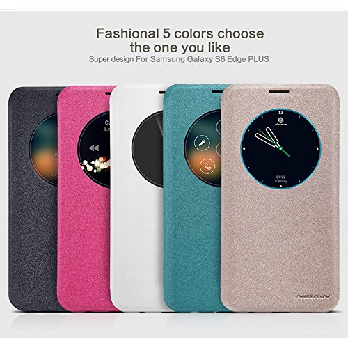 Nilkin Sparkle - Funda protectora antideslizante con ventana inteligente S-view para Samsung Galaxy S6 Edge Plus - Negro