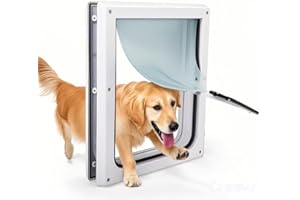 PAWISE 2 Way Dog Door, Lockable Dog Flap with Flexible Transparent Flap Solid Design & Easy Installation (39x45CM)