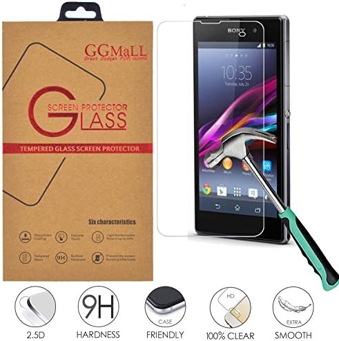 Sony Xperia Z1 Compact Screen Protector, GG MALL® Genuine Anti Scratch Explosion Proof Protective Tempered Glass Screen Protector for Sony Xperia Z1 mini Compact D5503 (with Retail Package)