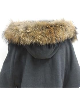 Jeracol Luxuriös Waschbären Pelzkragen Raccoon Pelz Halsband Kragen Schal für Wintermantel Kragen Kapuze Edges