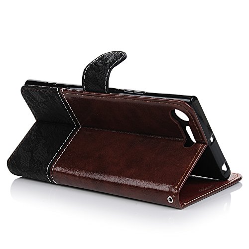 Sony Xperia XZ Premium Hardcase Sony Xperia XZ Premium Flip Hülle YOKIRIN Premium Stitching PU Leder Schutzhülle TPU Innenschale Wallet Case Brieftasche Flipcase Klapptasche Portemonnaie Handyhülle mit Karteneinschub Standfunktion und Magnetverschluß Crazy Horse Spitze Schwarz-Braun - 6
