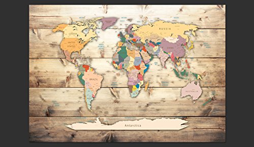 FOTOTAPETE 400×280 cm – VLIES TAPETE PREMIUM – PROFI QUALITÄT – 3 Farben zur Auswahl – Top moderne Wanddeko – Wandbilder XXL – Riesen Wandbild – Top Design Tapete – Neue exklusive Edition mit noch besser Druckauflösung – Deutsches Premium Vlies – Holz Weltkarte Welt k-B-0009-a-b - 4