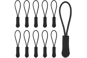 Hocansen 50 Pezzi Cordino Cerniera Lampo Zipper Puller 66mm Etichetta Nylon Cord Cerniera Tiretto Sostituzione Tira Zip Estensione per Zaini Giacche (LLS/Black)