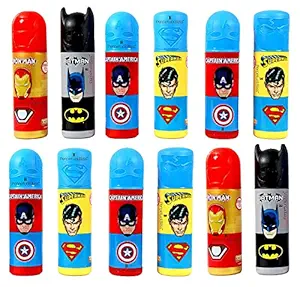 Perpetual Bliss Super Hero Theme Pencil Box with Stationary Kit, Return Gifts for Kids Birthday Party (Pack of 12)
