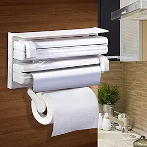 Japp Living 3 In 1 Kitchen Triple Paper Dispenser & Holder(38.1X19.05X7.6 Cm,White)