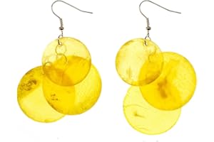 Miniblings shell perla orecchini di perle dischi di perle Hippie di Boho Giallo - gioielli moda in argento a mano I orecchini orecchini