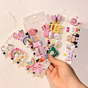 HOMEMATES 20pcs Rainbow Unicorn Ice Cream Multicolor Hair Clips Set Baby Hairpin For Kids Girls Toddler Barrettes Hair Accessories Baby Girl (STYLE 14)