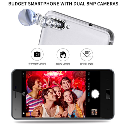 Handy ohne Vertrag, DOOGEE X20 Dual Sim Smartphone Android, 5 Zoll HD IPS Display Smartphones, 16GB ROM-2.0MP +Dual 5.0MP kamera, Energiesparend MT6580 Prozessor - Antikes Silber