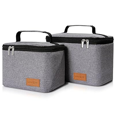 Lifewit Sac Isotherme Lunch Bag, Sac de Repas pour Hommes Femmes Enfants, Sac à Déjeuner pour Travail/Ecole, 2-en-1 Suite, Gris