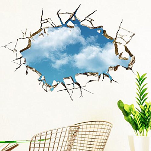 Netter blauer Himmel weiße Wolken Schlafzimmer Wohnzimmer Wand Aufkleber abnehmbare, wasserdichte Aufkleber Hauptdekor - 4