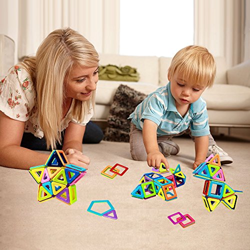 InnooTech 76tlg mini Magnetische Bausteine Konstruktionsbausteine Bauklötze Baukasten Konstruktion Blöcke Magnetspielzeug Lernspielzeug für Baby Kleinkind ab 3 Jahre - 5